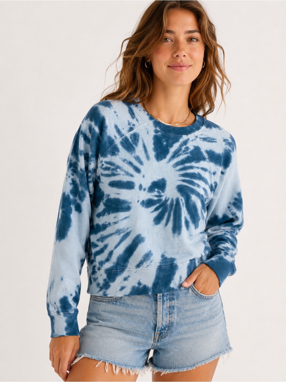 Madewell Blue Tie Dye Sweatshirt XS Pullover Crewneck Lounge Casual Cozy Top